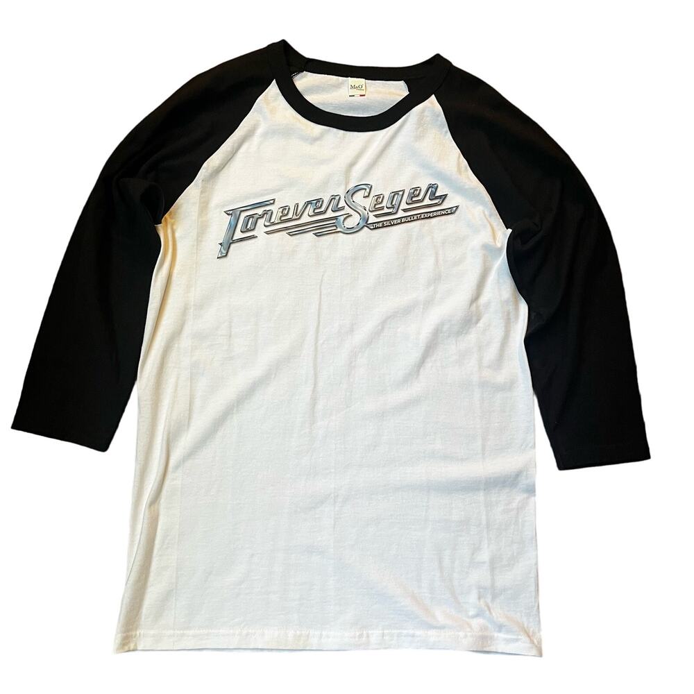 Forever Seger Men's Raglan Baseball Tee - Black & White Concert merch